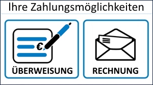 Sie knnen mit EC, Masterkarte, VISA, PayPal, berweisung, Vorkasse und per Rechnung bezahlen